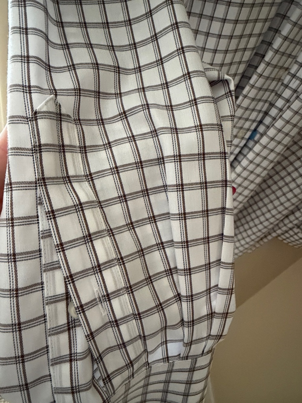 Joseph Abboud White Dress Shirt with Brown Windowpane Plaid 4X - Picture 3 of 5